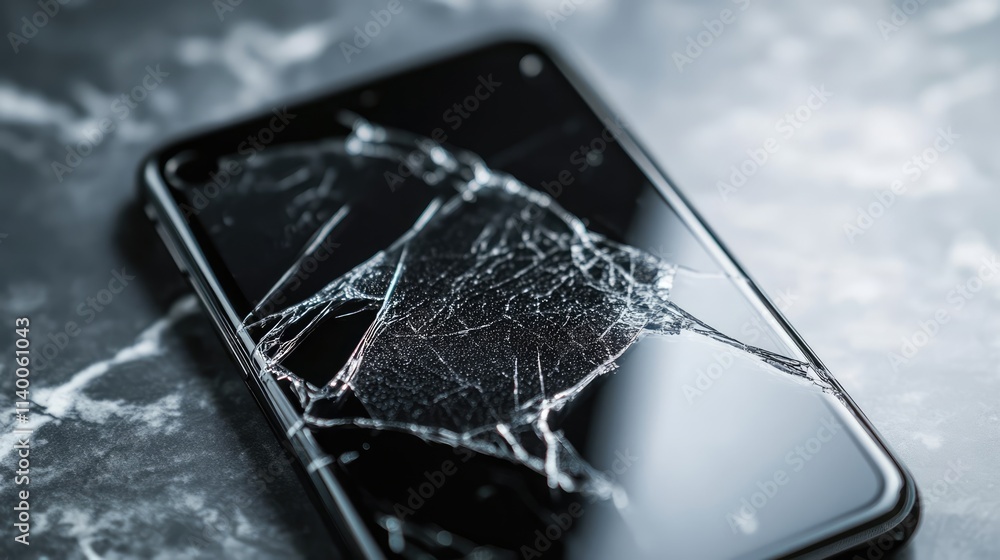 Poster cracked smartphone screen texture background for design projects with space for text or graphics