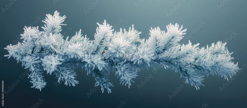 Aufkleber frosted conifer branch displaying intricate hoarfrost detail perfect for winter themed designs and b