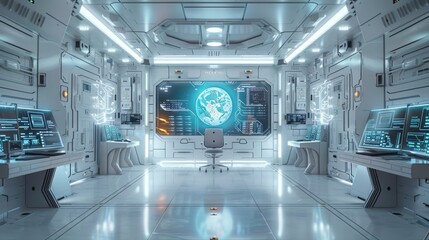A Glimpse into Tomorrow's Technology. Explore the advanced control room of a spaceship