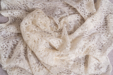 Handmade knitted wool blanket, knitting wool texture background