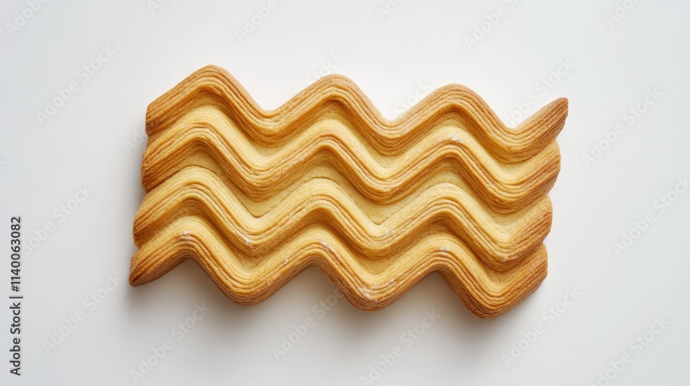 Poster zigzag shaped cracker cookies displayed on a clean white background emphasizing their unique design 
