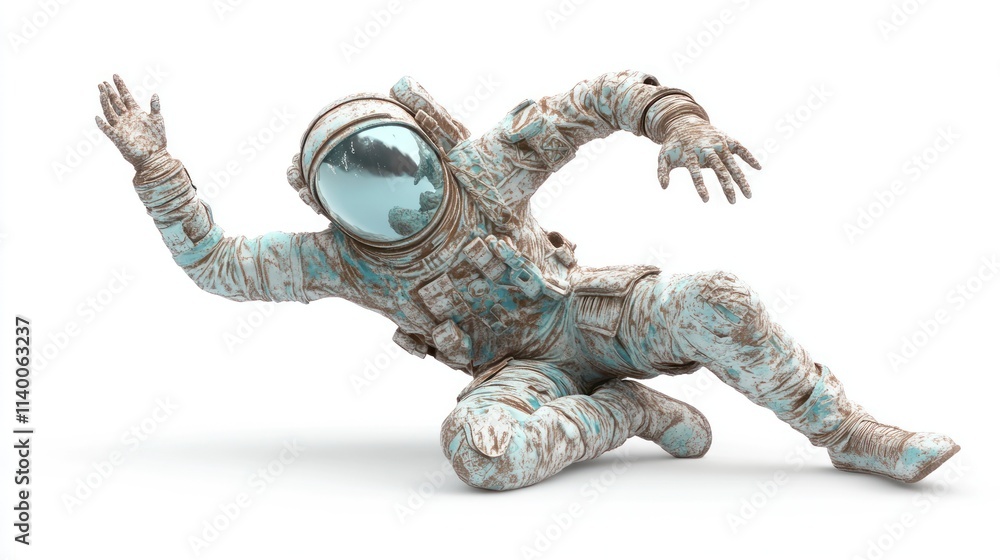 Poster an astronaut figure in a dynamic pose, conveying movement and exploration.