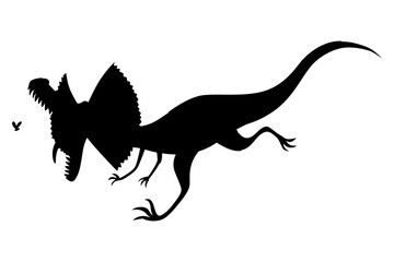 Cartoon dinosaur baby silhouette. Dino monsters icon. Prehistoric funny little monster for children theme. Vector illustration isolated on white