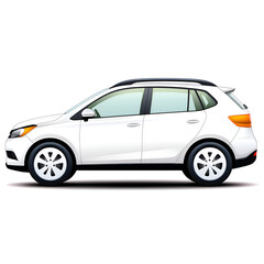 A sleek, white SUV illustrated in a side view, highlighting its modern design and features.