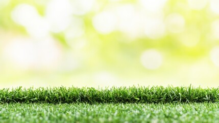 A vibrant, close-up view of fresh green grass with a blurred, soft-focus background, conveying a sense of nature and tranquility.