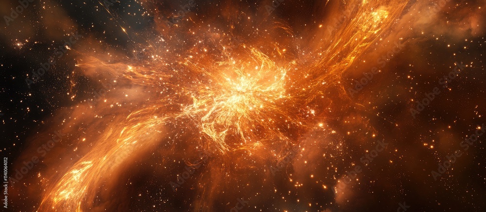 Poster celestial explosion of colorful nebulae and stars in a cosmic space background