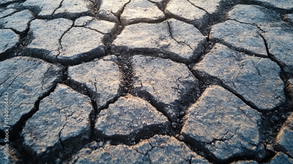 Aufkleber cracked dry soil surface texture for backgrounds in design and artistic applications