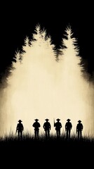 Cinematic Soldiers Silhouette  War Remembrance   Forest Background   Patriotic Poster