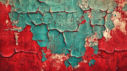 Textured vintage wall with cracked paint in vibrant colors suitable for background or wallpaper applications in design projects