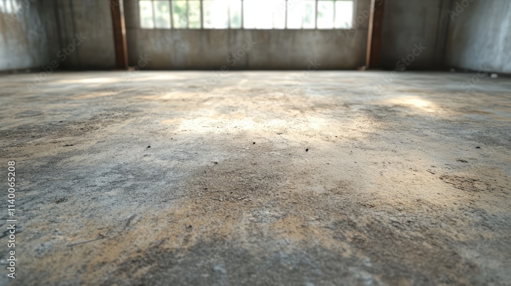 Aufkleber cement floor texture with dirt stains in an empty industrial space featuring soft natural light from