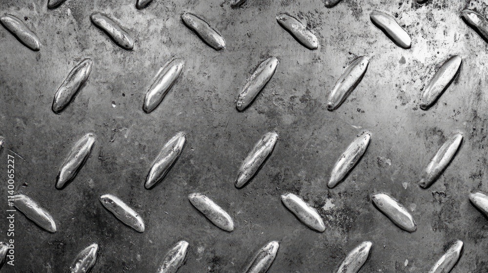 Poster worn and textured steel plate background with diamond pattern for industrial and grunge design appli