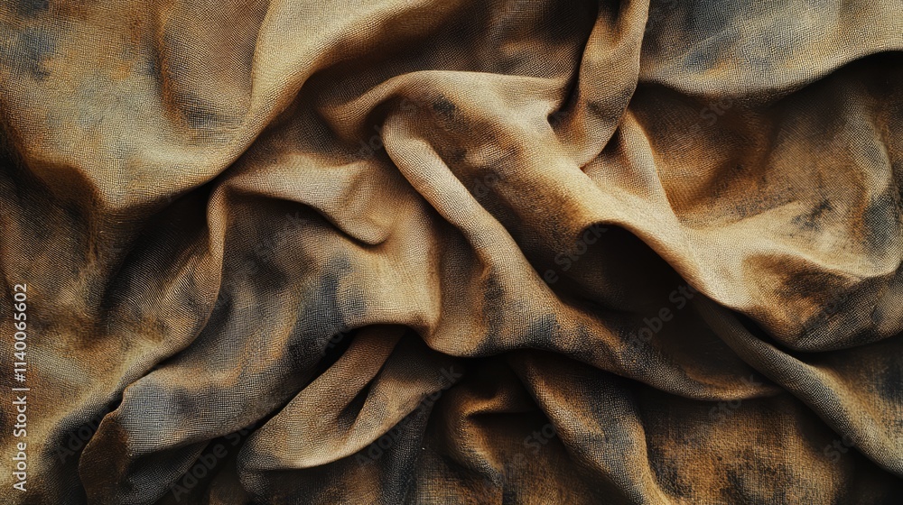 Aufkleber Textured abstract fabric surface showcasing intricate folds and dirt, creating a rustic and vintage aesthetic for creative backgrounds.