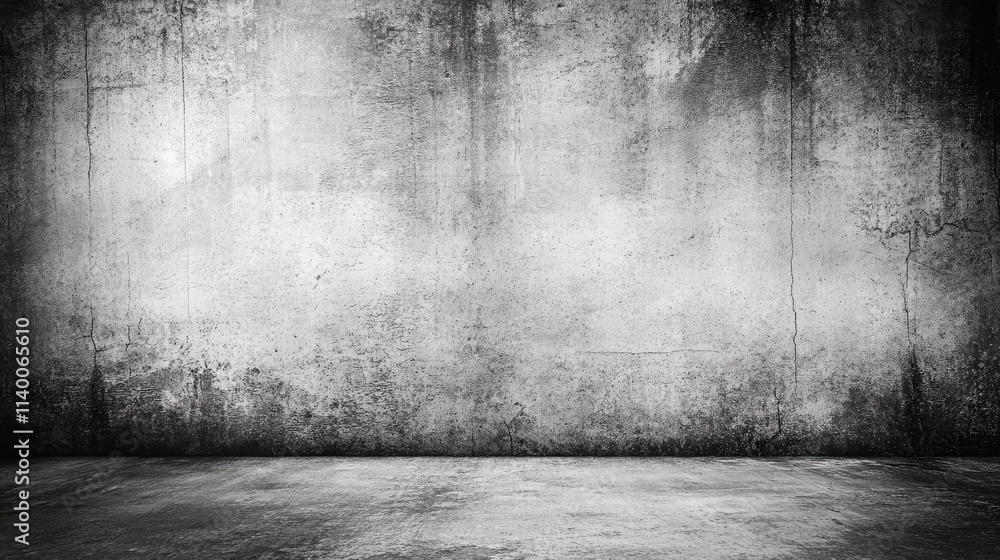 Aufkleber Grungy textured cement wall background with dark stains suitable for various artistic applications and design projects