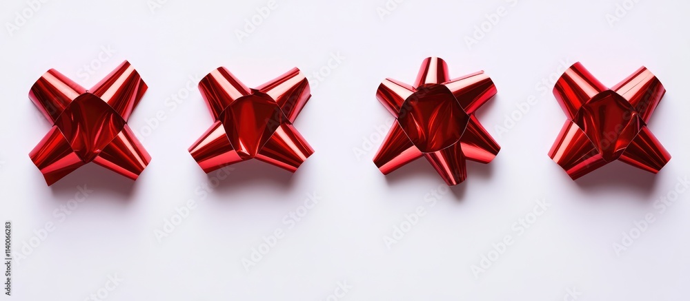 Aufkleber red decorative gift bow collection displayed from four unique angles on a clean white background for