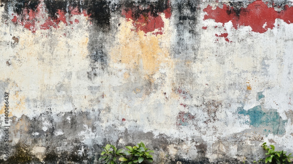 Poster aged and weathered concrete wall texture with peeling paint and grunge details ideal for backgrounds