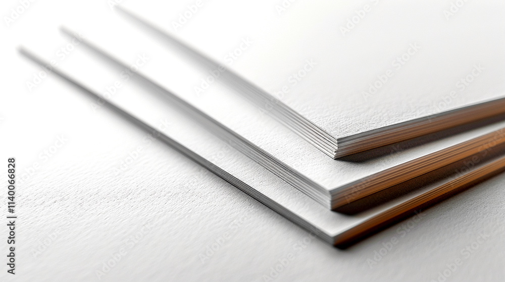 Poster creating artistic dimensions with layers of textured paper in a bright studio