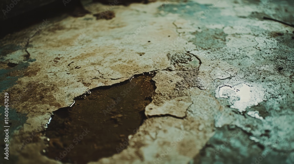 Poster Aged concrete floor texture with peeling paint highlighting grunge and decay in an abstract background design for artistic use.
