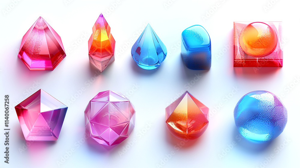 Poster colorful geometric shapes create a mesmerizing display of light and form