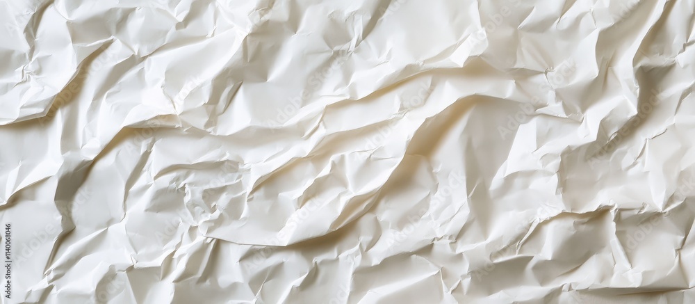 Poster crumpled white a4 paper texture for creative backgrounds and design projects showcasing unique tacti