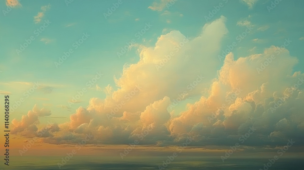 Aufkleber serene sunset clouds in the sky with a soft gradient of colors creating a tranquil and picturesque l