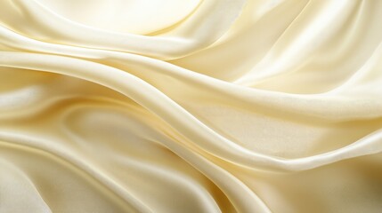 Obraz premium Cream Satin Fabric Texture Soft Waves for Elegant Background Decoration and Design Use with Copy Space