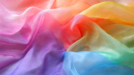 Rainbow-colored organza fabric