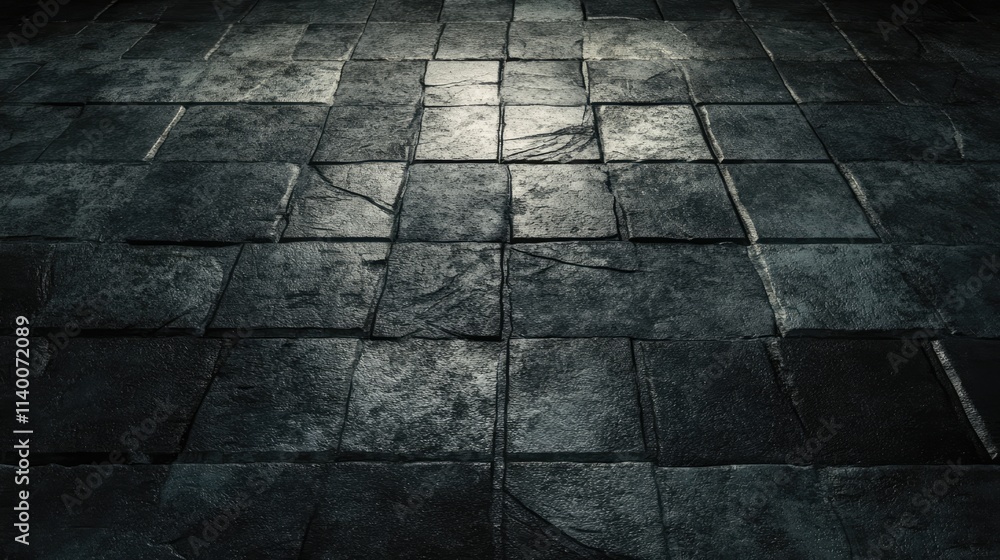 Poster Dark grunge textured cement floor surface ideal for background use in design projects or artistic presentations.
