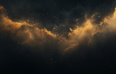 Golden Dust Clouds Across Dark Background
