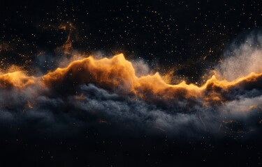 Fototapeta premium Golden Dust Waves Across a Dark Night Sky