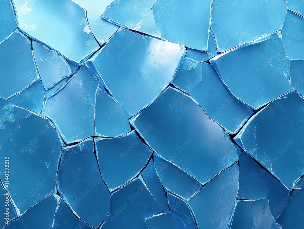 Poster a close-up of fragmented blue ice pieces creating a textured surface.