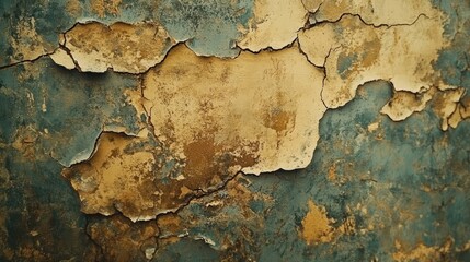 Obraz premium Cracked and peeling paint texture showing grunge effect on an old wall with scratched surfaces in a close-up view