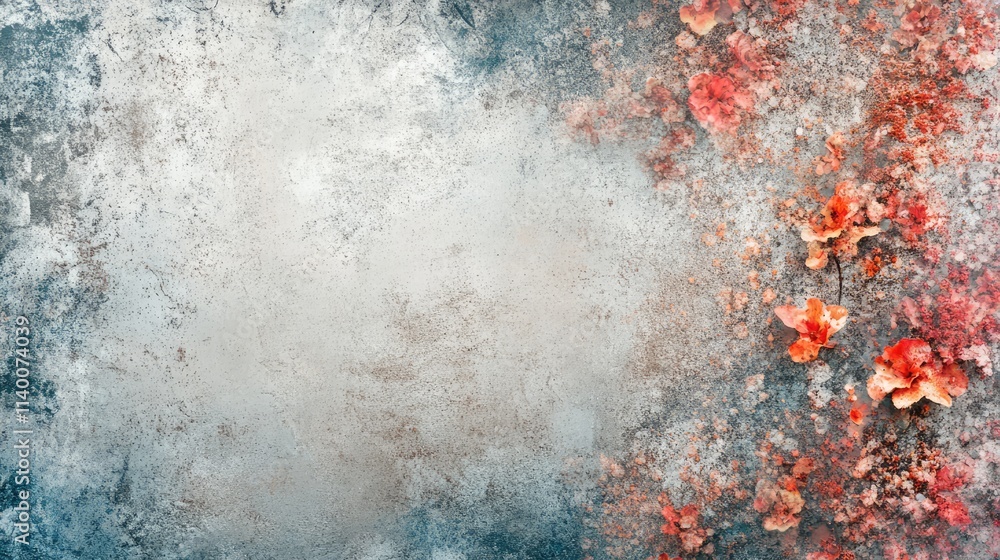 Aufkleber Fungus and mold growth on aged concrete surface creating a textured background with organic patterns and color variations
