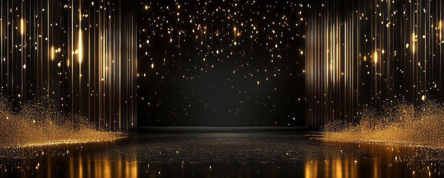 Golden Lights and Glitter Cascading Downward