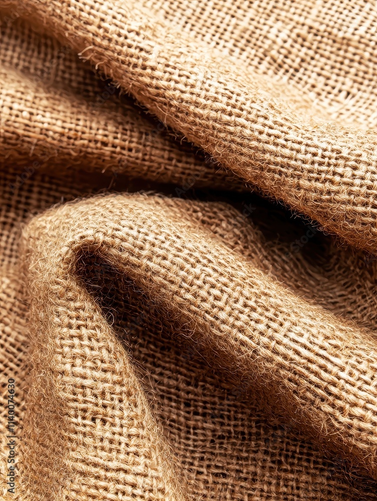 Poster details of natural jute fabric with soft texture for craft and design projects