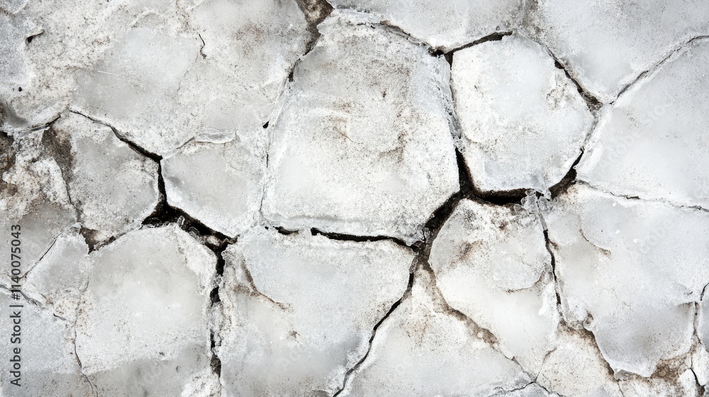 Aufkleber ice texture with cracks top view frosty winter background natural abstract pattern