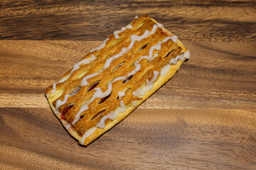  sweet and delicious strawberry  pastry on a wooden board