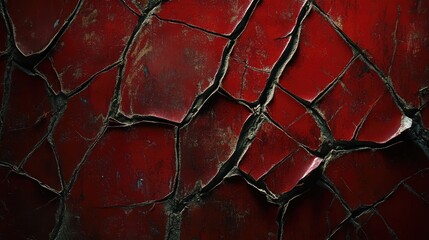 Cracked red texture background with a distressed appearance ideal for artistic and design purposes.