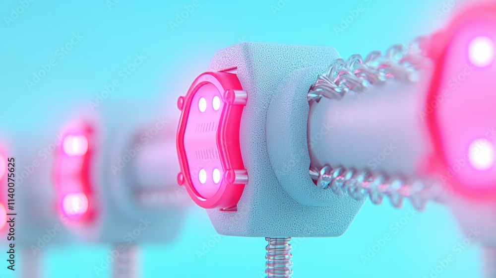Poster futuristic technology abstract pink led lights 3d render high tech device science i