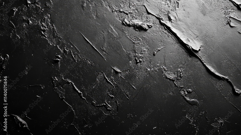 Poster dark textured cement wall background with a rough, peeling paint finish ideal for design and artisti