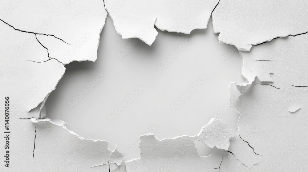Poster cracked and peeling white wall texture with empty space for text or creative design use in backgroun