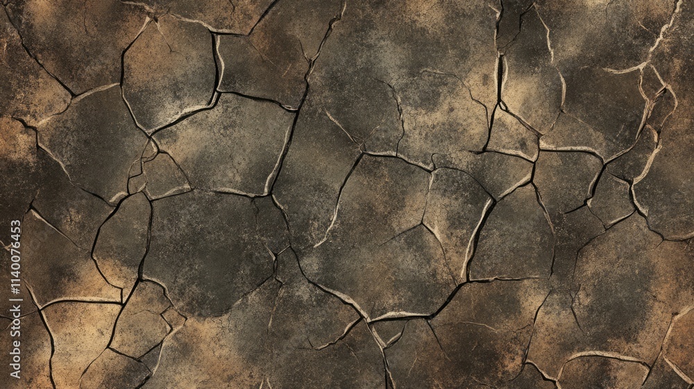 Poster cracked concrete floor texture with abstract patterns for background use