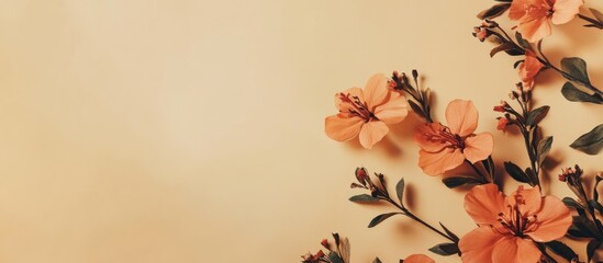 Crafted floral envelope design on beige background ideal for boho greeting cards or congratulatory letters with customizable copy space