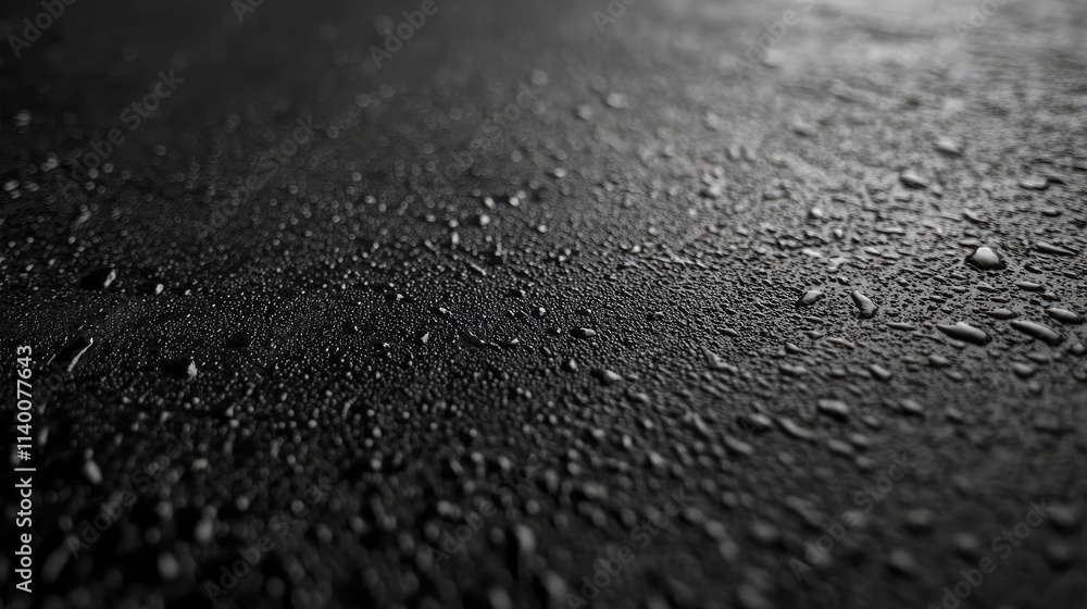 Aufkleber Closeup of wet textured surface with droplets highlighting a distressed and grainy appearance in a monochromatic style
