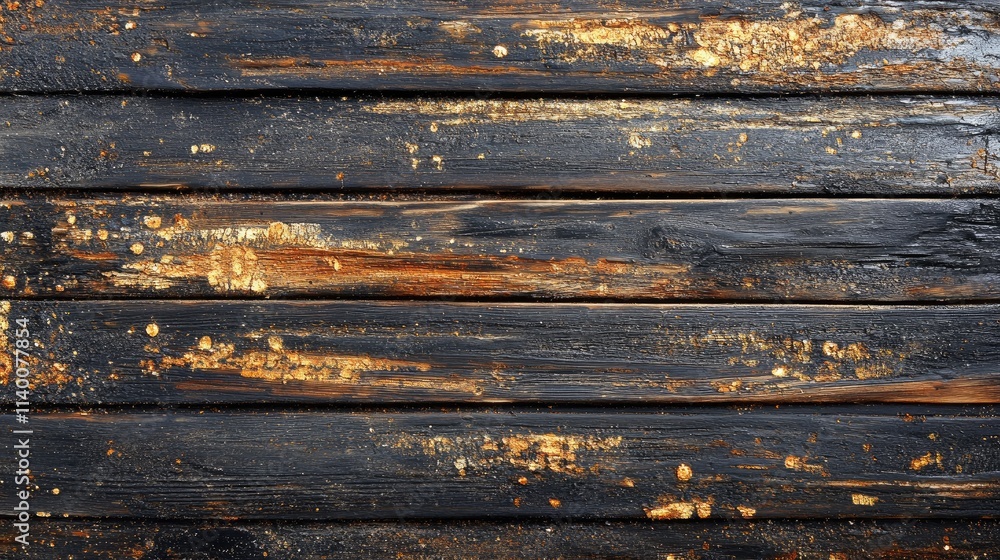 Poster Abstract close-up of weathered black and brown wooden planks with natural texture and unique patterns suitable for various design projects