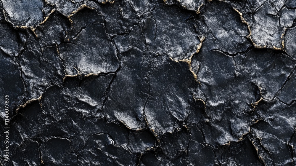 Aufkleber Black cracked paint texture background with distressed peeling layers for use in abstract design and artistic projects.
