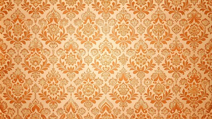 Elegant Damask Pattern in Warm Amber Hues for Luxurious Design Projects