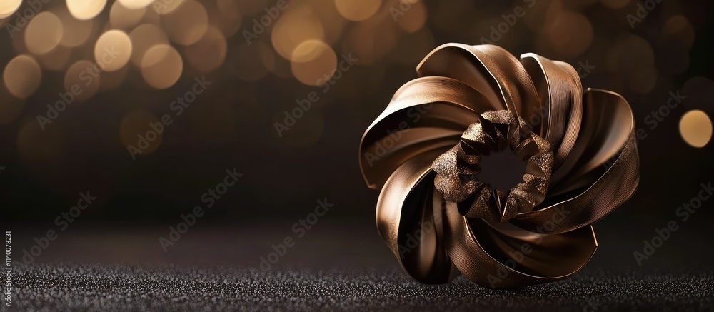 Poster elegant christmas decorative ornament with intricate bronze swirl design set against a soft bokeh ba