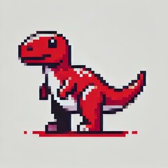 Obraz premium Minimalist Red Pixel Dino