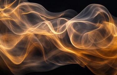 Fototapeta premium Abstract Golden Waves Flowing Dark Background