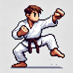 Fototapeta premium Minimalistic Pixel Art Karate Fighter